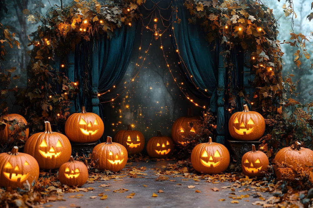 Halloween Pumpkin Lanterns String Lights Backdrop UK RR8-377