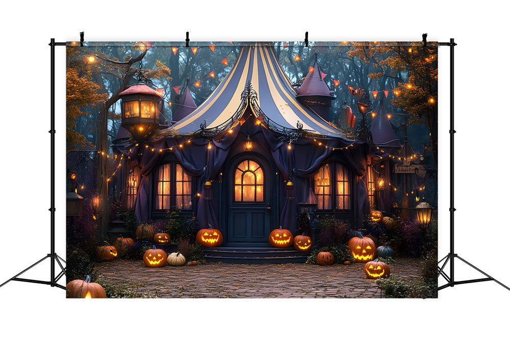 Halloween Enchanted Tent Pumpkin Lanterns Backdrop UK RR8-380