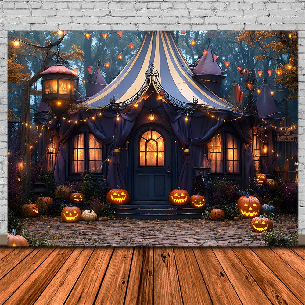 Halloween Enchanted Tent Pumpkin Lanterns Backdrop UK RR8-380