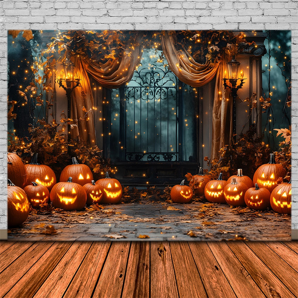 Halloween Night Glowing Pumpkin Lights Backdrop UK RR8-384