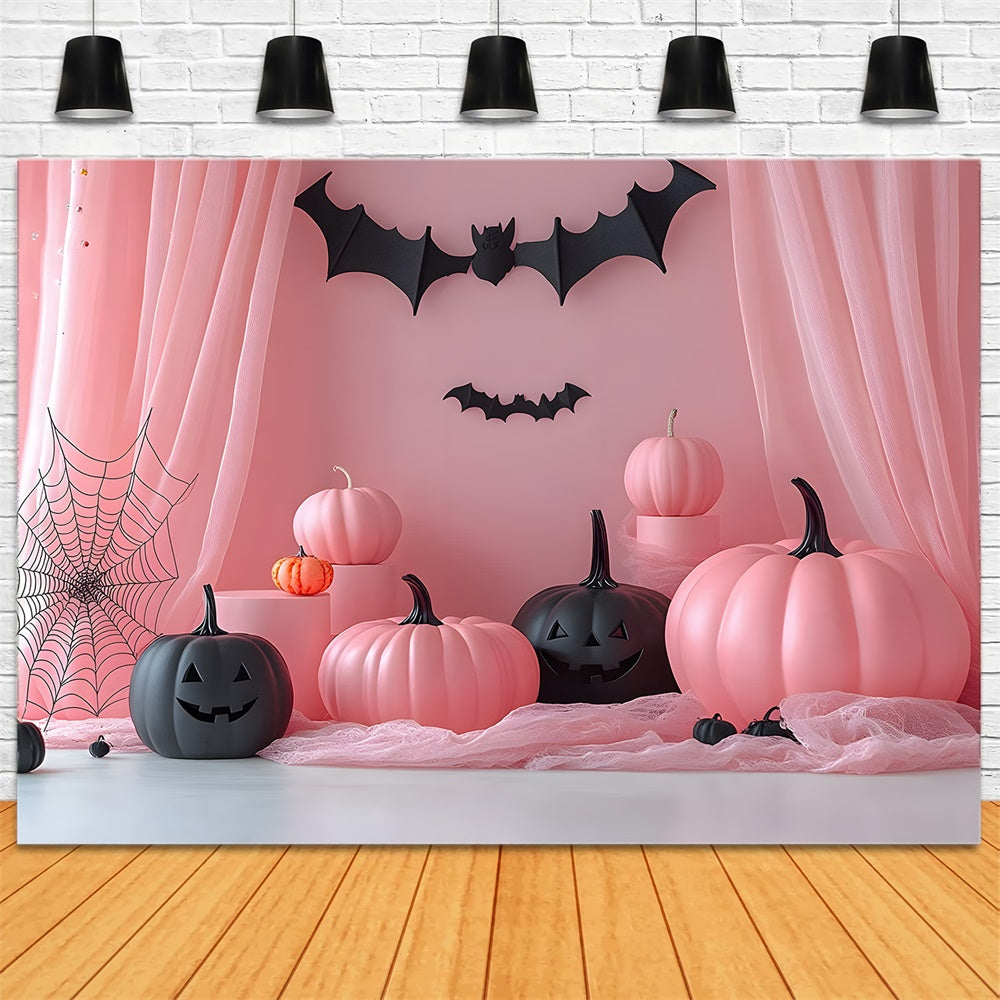 Halloween Pink Pumpkins Bats Photography Backdrop UK RR8-387