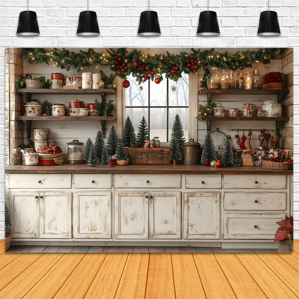 Christmas White Kitchen Photography Backdrop UK RR8-39