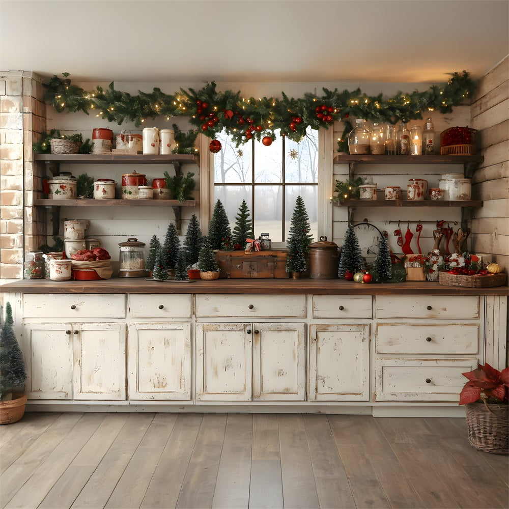 Christmas White Kitchen Photography Backdrop UK RR8-39