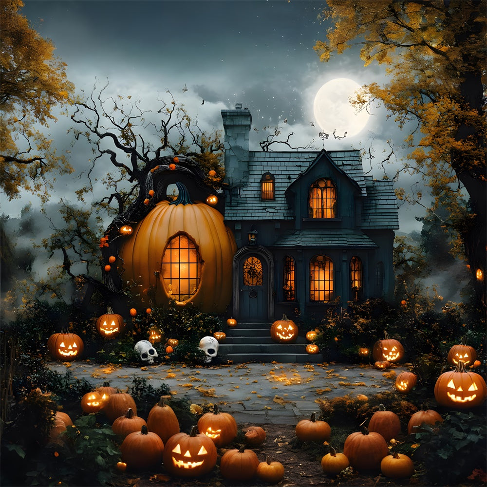 Halloween Moon Pumpkin Magic House Backdrop UK RR8-392