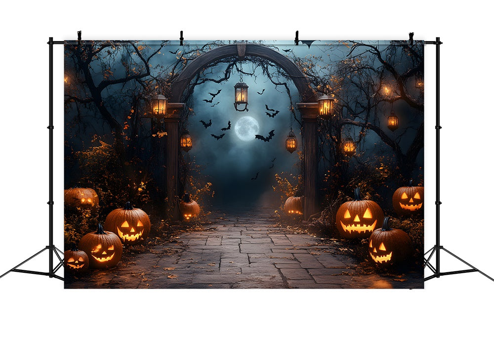 Halloween Spooky Night Graveyard Gate Backdrop UK RR8-393