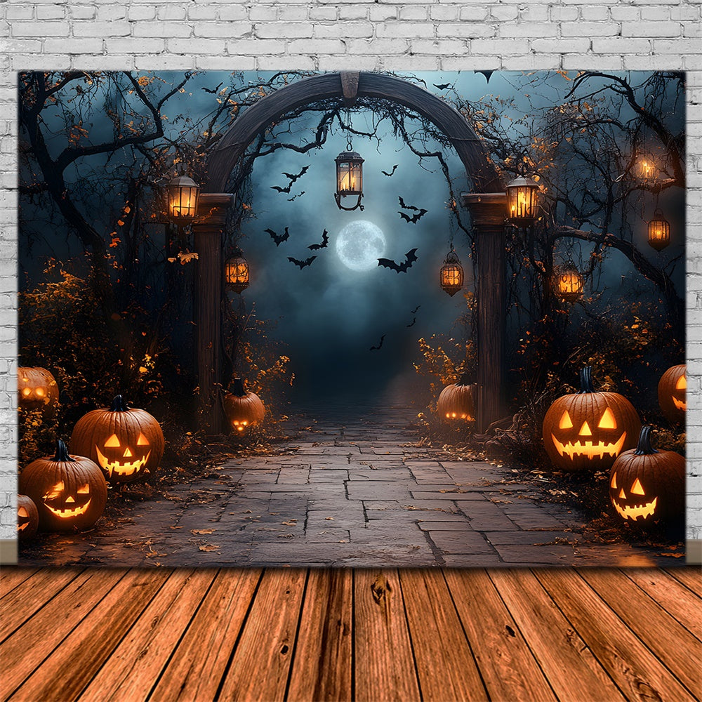 Halloween Spooky Night Graveyard Gate Backdrop UK RR8-393