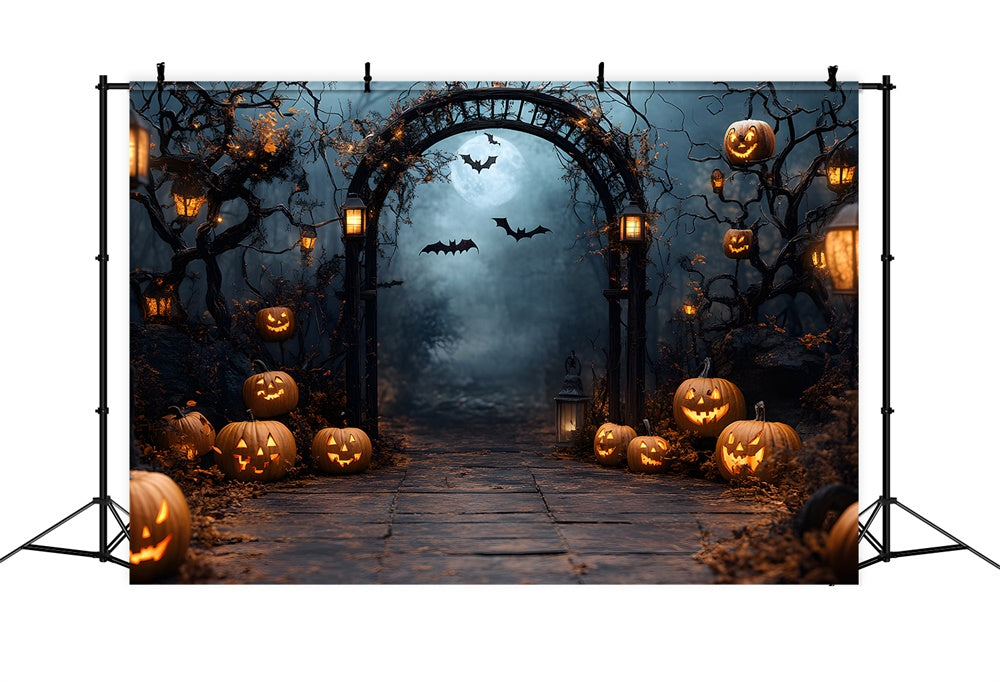 Halloween Graveyard Full Moon Night Backdrop UK RR8-394