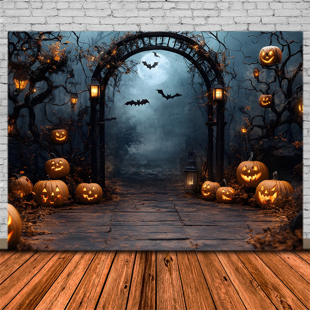 Halloween Graveyard Full Moon Night Backdrop UK RR8-394