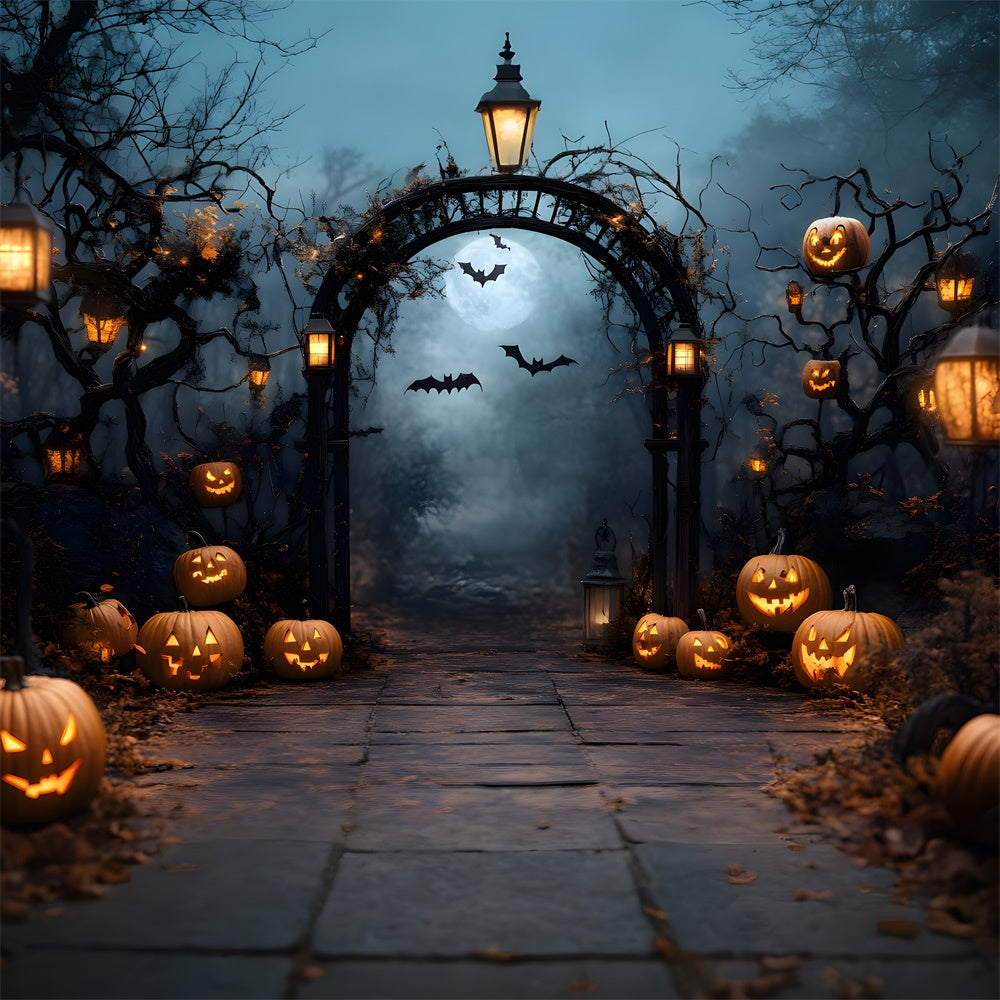 Halloween Graveyard Full Moon Night Backdrop UK RR8-394