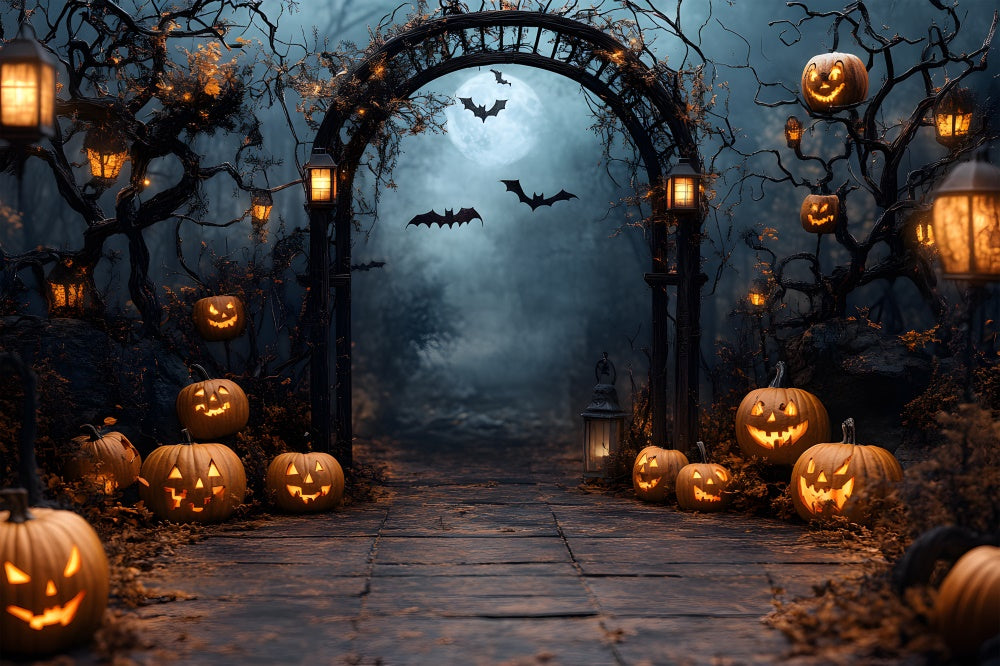 Halloween Graveyard Full Moon Night Backdrop UK RR8-394