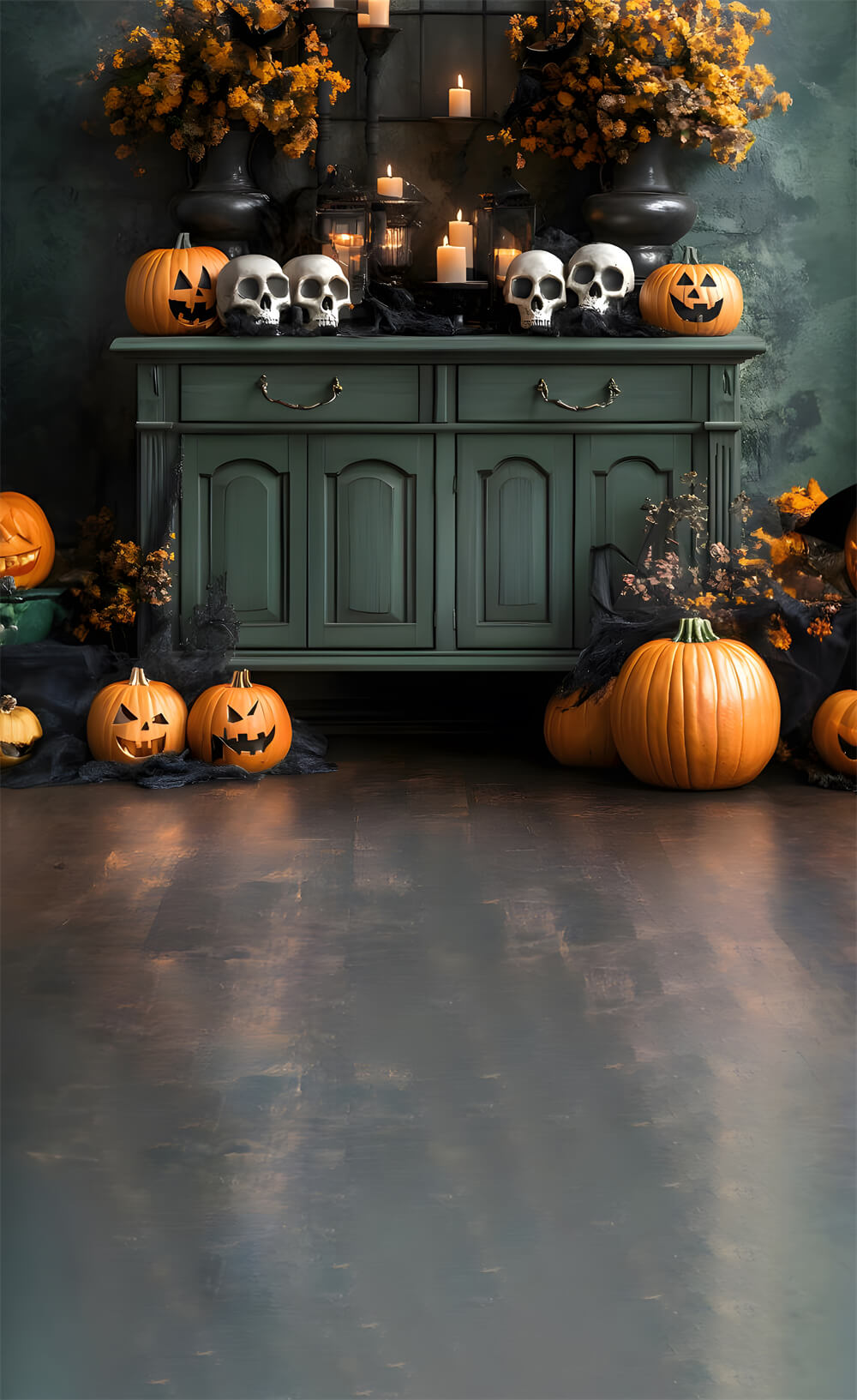 Halloween Sweep Horrible Skeleton Pumpkin Backdrop UK RR8-399