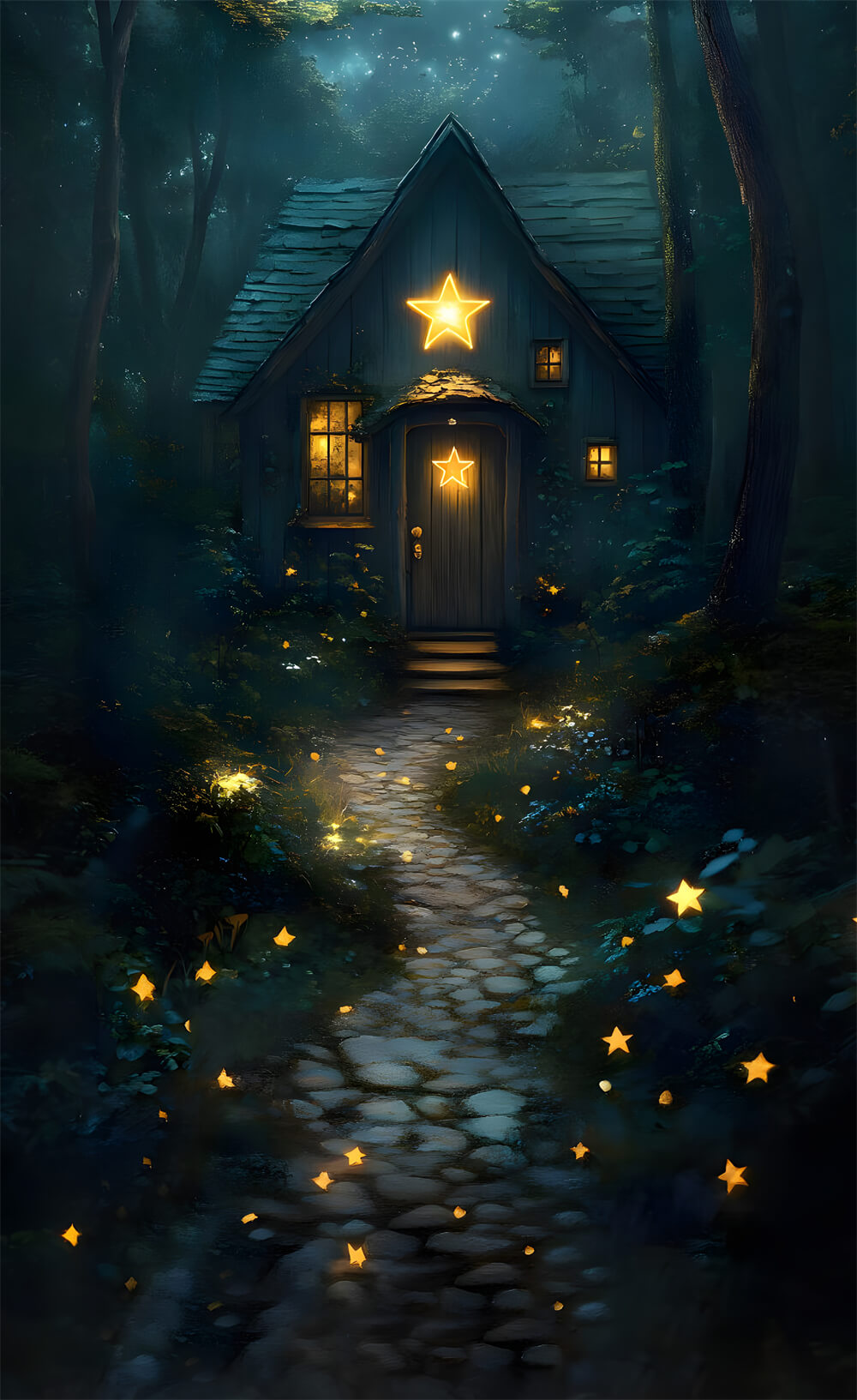 Starry Stone Path Sweep Forest Night Backdrop UK RR8-403