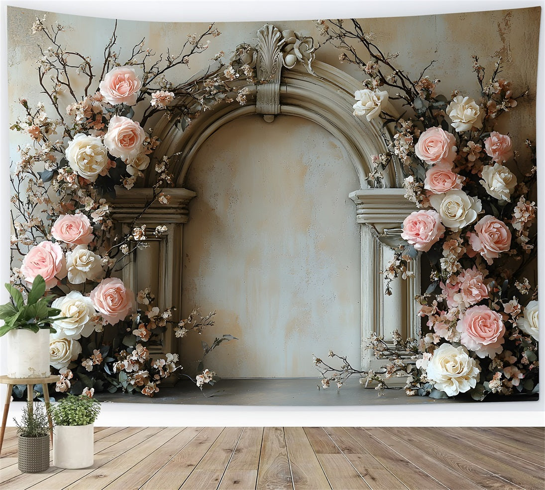 Elegant Floral Archway Boho Backdrop UK RR8-406