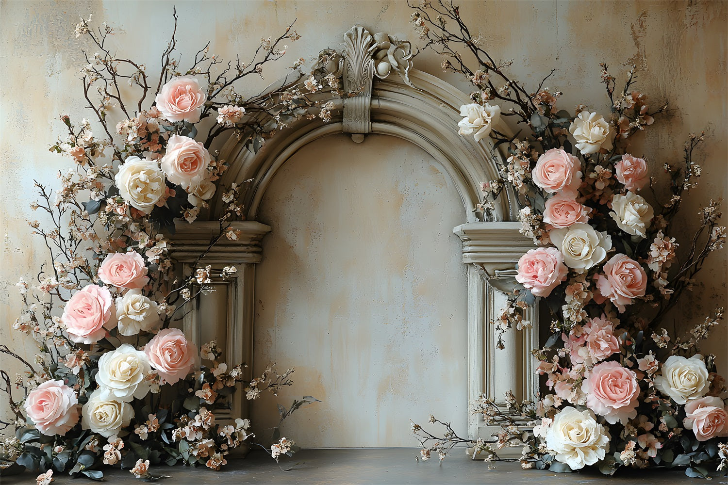 Elegant Floral Archway Boho Backdrop UK RR8-406