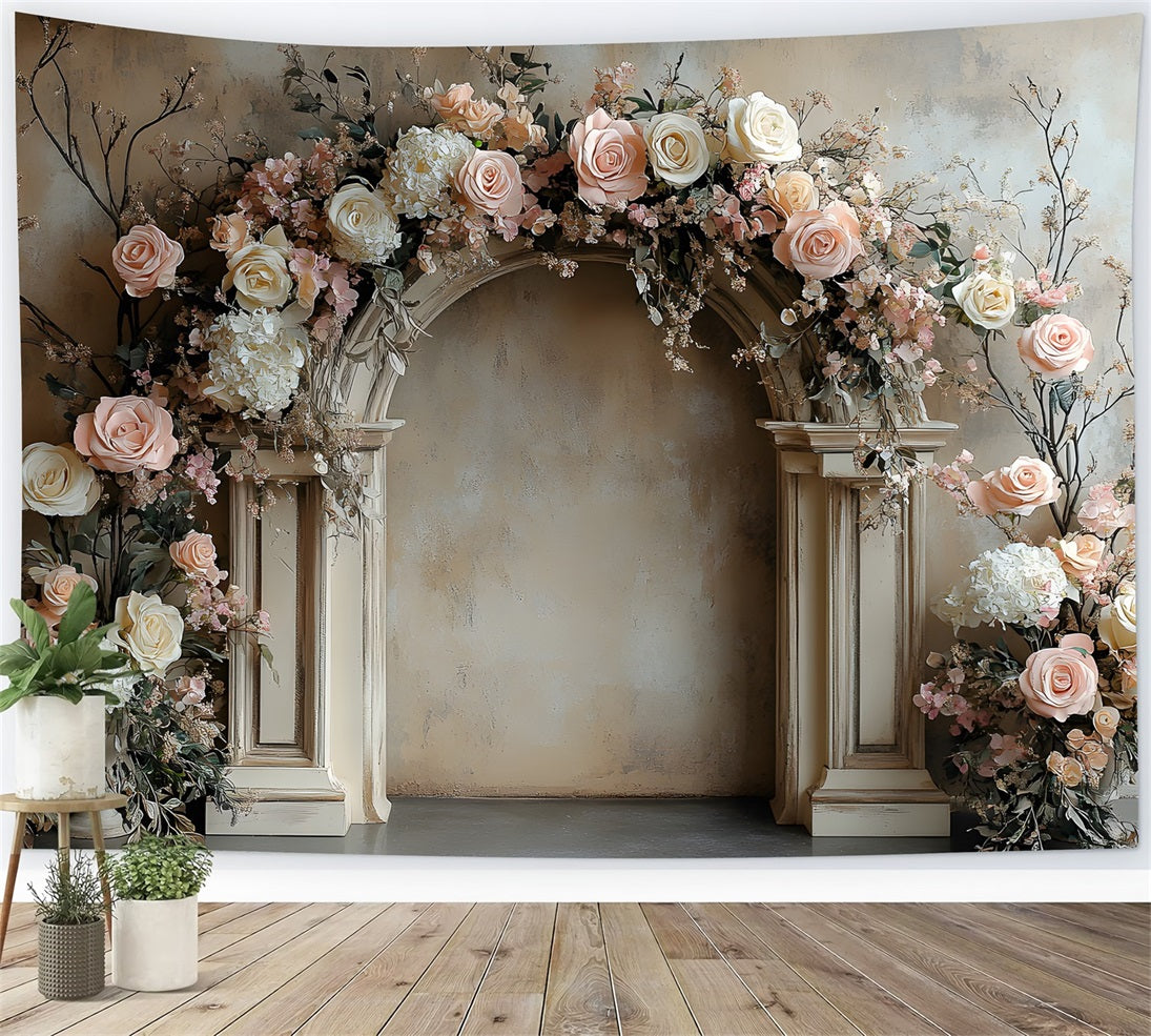 Rustic Rose Garden Arch Boho Backdrop UK RR8-407