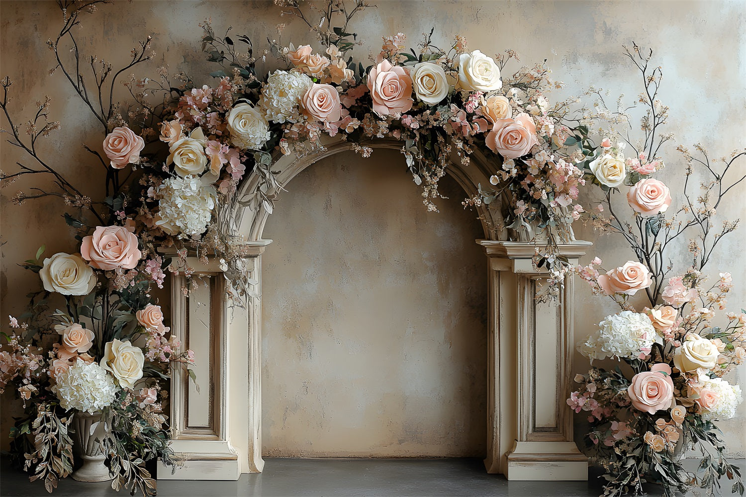 Rustic Rose Garden Arch Boho Backdrop UK RR8-407