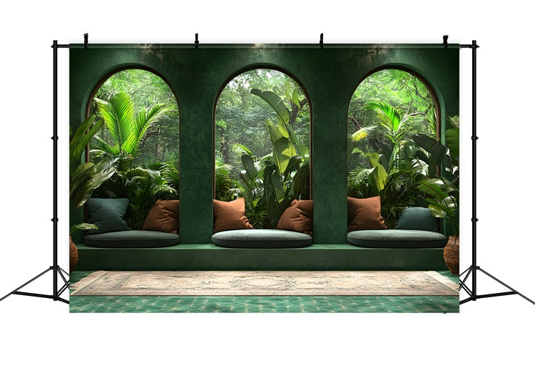 Tropical Jungle Oasis Boho Backdrop UK RR8-409