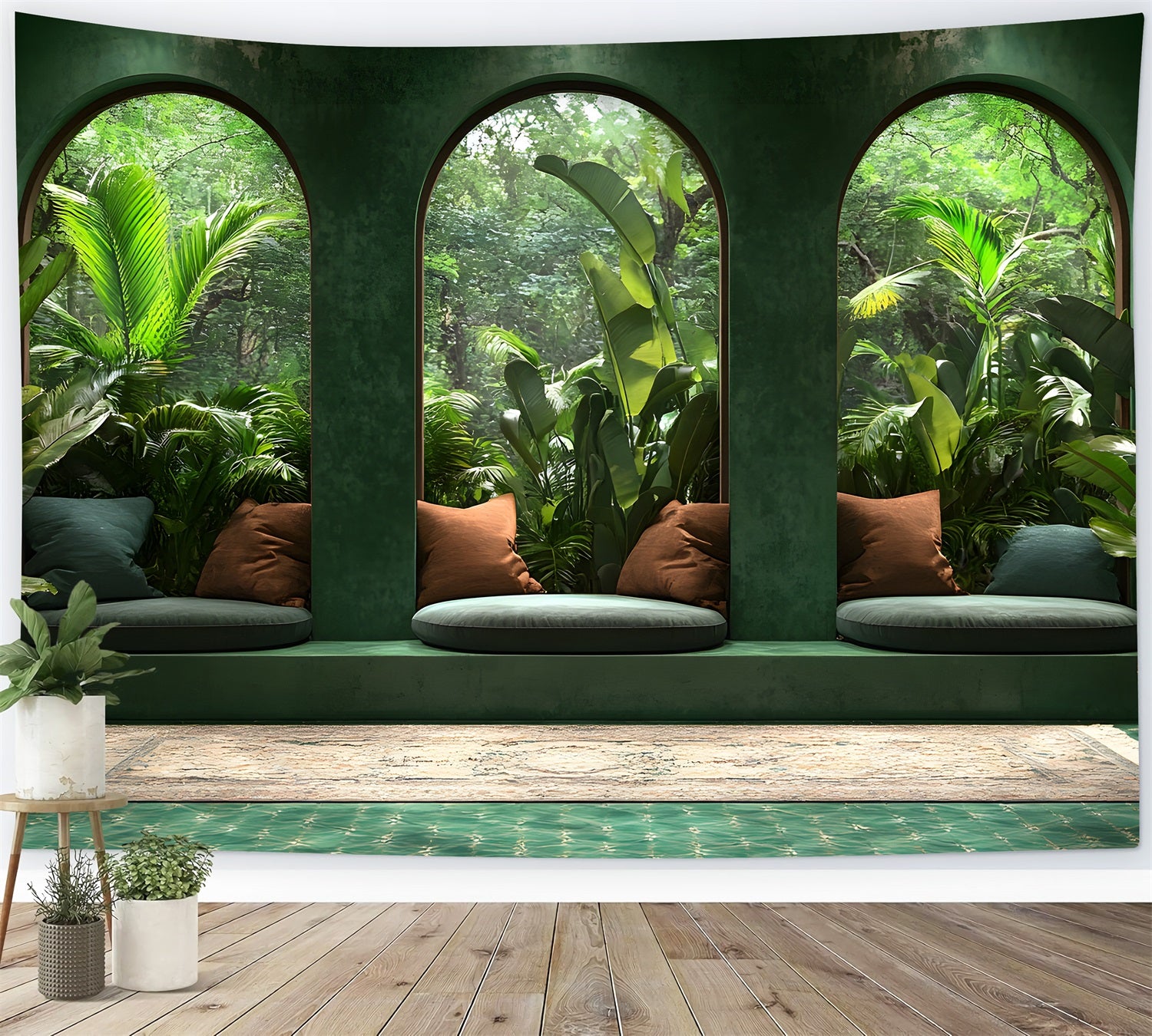 Tropical Jungle Oasis Boho Backdrop UK RR8-409