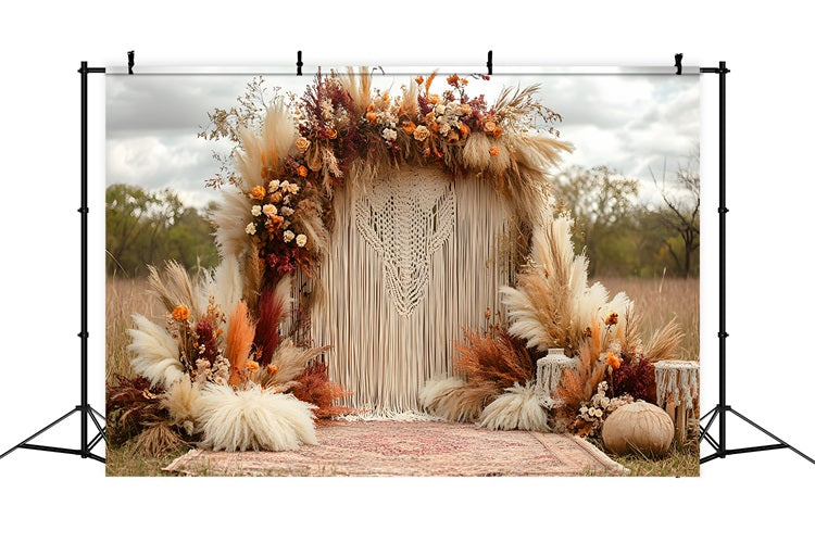 Autumn Pampas Grass Boho Backdrop UK RR8-411