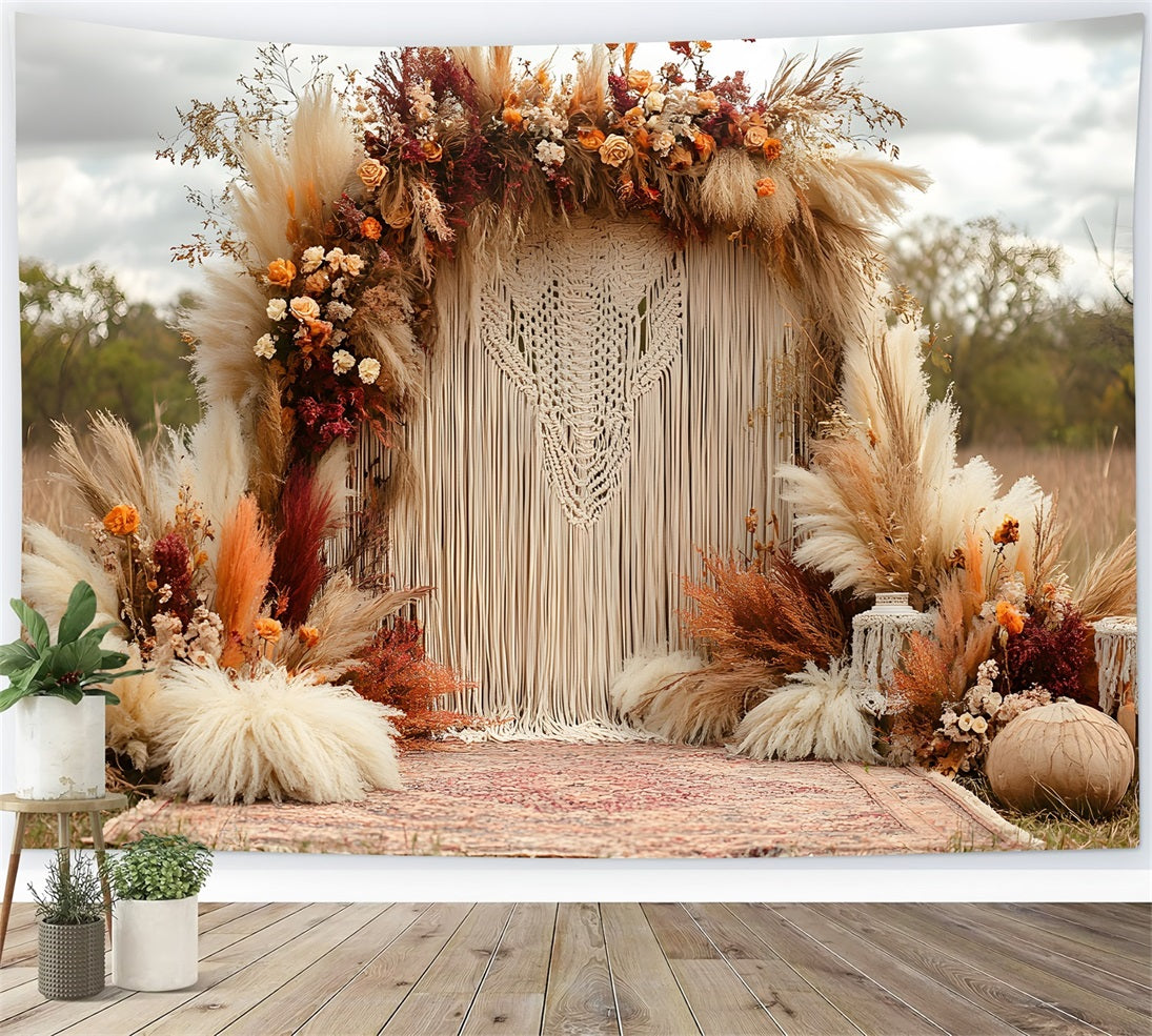 Autumn Pampas Grass Boho Backdrop UK RR8-411