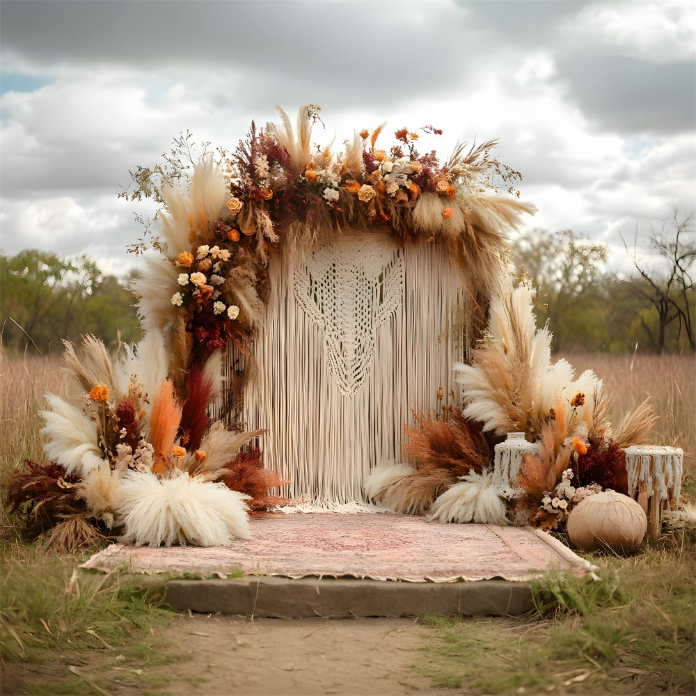 Autumn Pampas Grass Boho Backdrop UK RR8-411