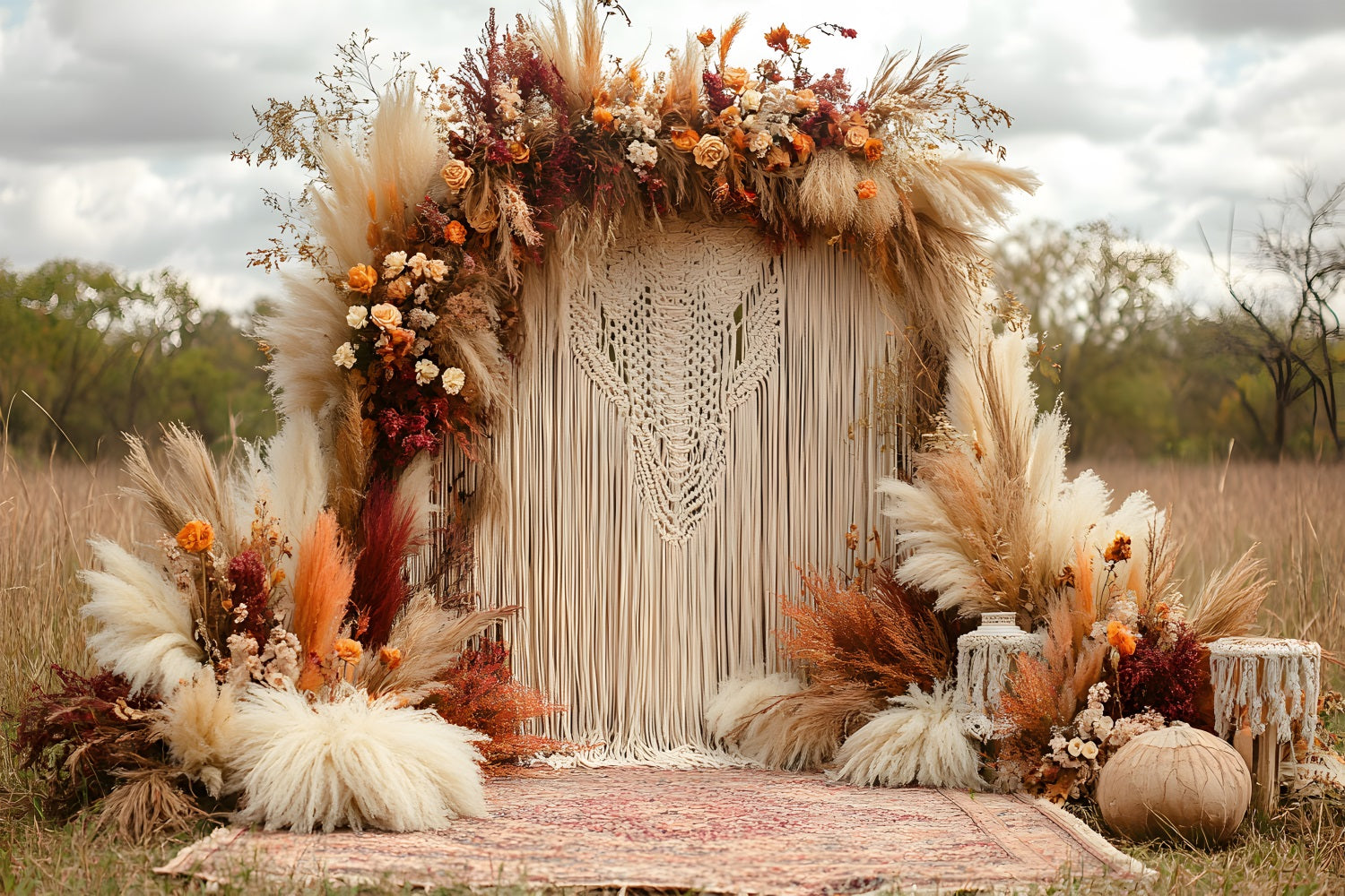 Autumn Pampas Grass Boho Backdrop UK RR8-411