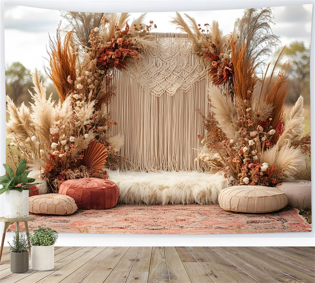 Boho Pampas Macrame Wedding Backdrop UK RR8-412