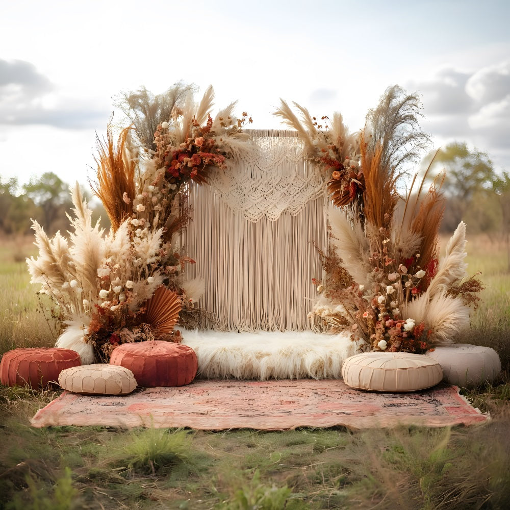 Boho Pampas Macrame Wedding Backdrop UK RR8-412