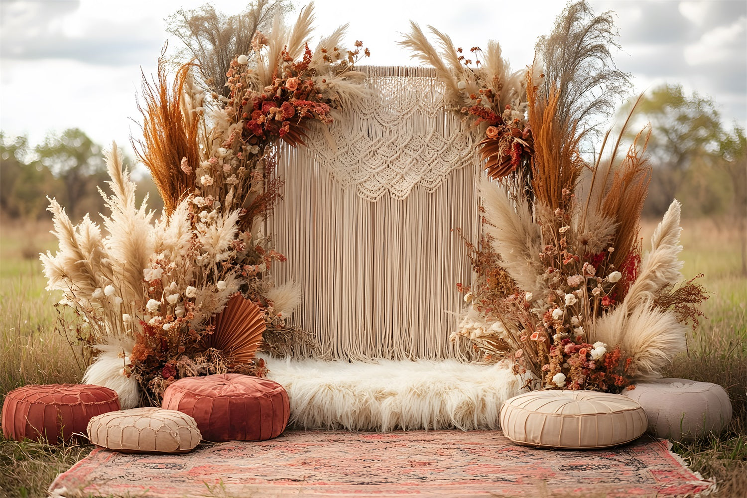 Boho Pampas Macrame Wedding Backdrop UK RR8-412