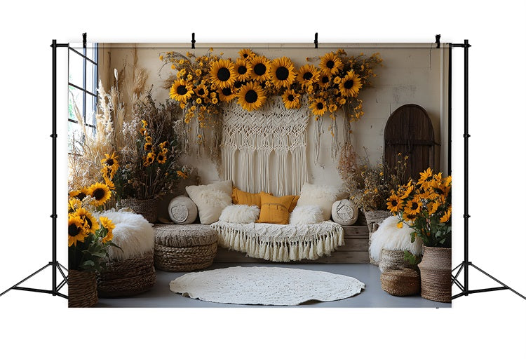 Sunflower Boho Chic Decor Backdrop UK RR8-413