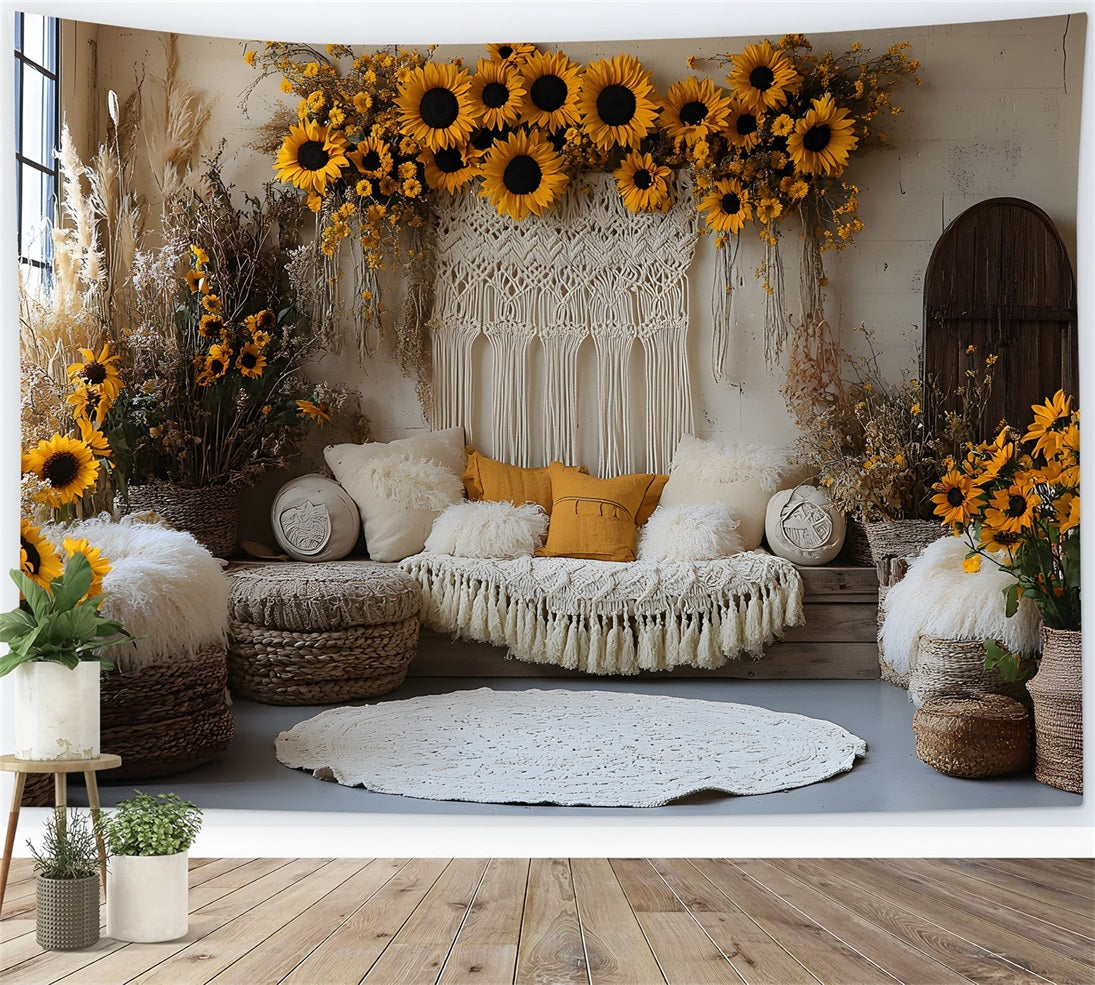 Sunflower Boho Chic Decor Backdrop UK RR8-413