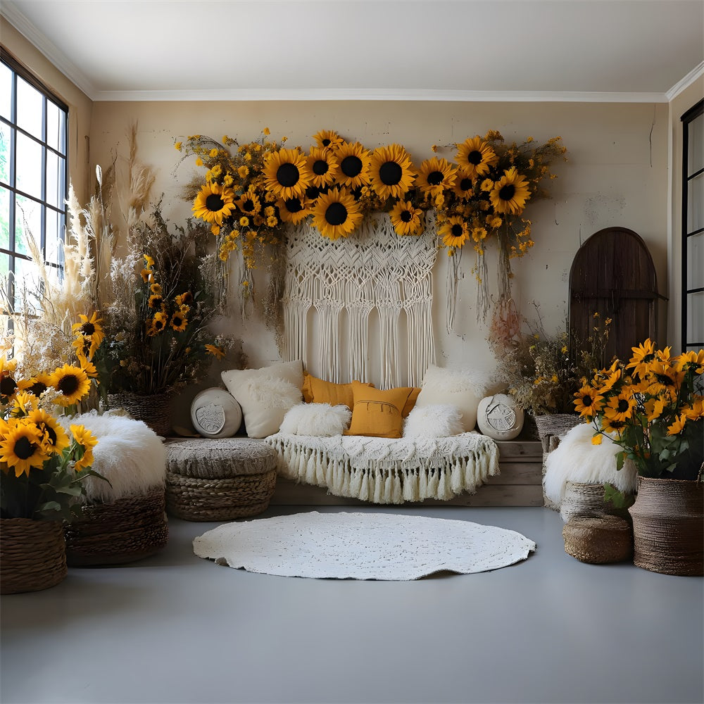 Sunflower Boho Chic Decor Backdrop UK RR8-413