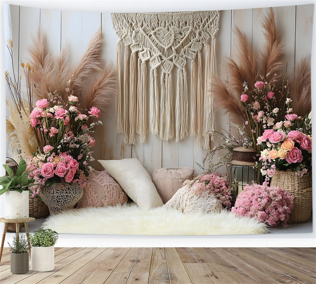 Pink Roses Boho Chic Backdrop UK RR8-415