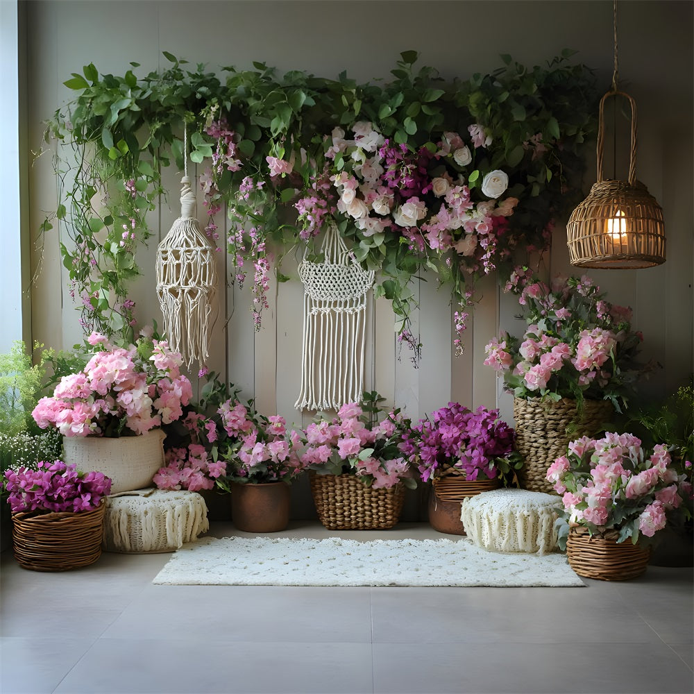 Floral Macrame Boho Garden Backdrop UK RR8-419