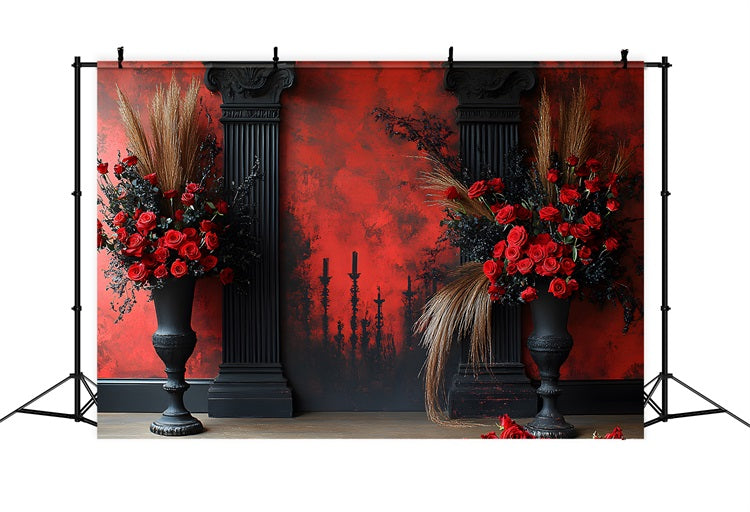 Gothic Red Rose Boho Candle Backdrop UK RR8-422