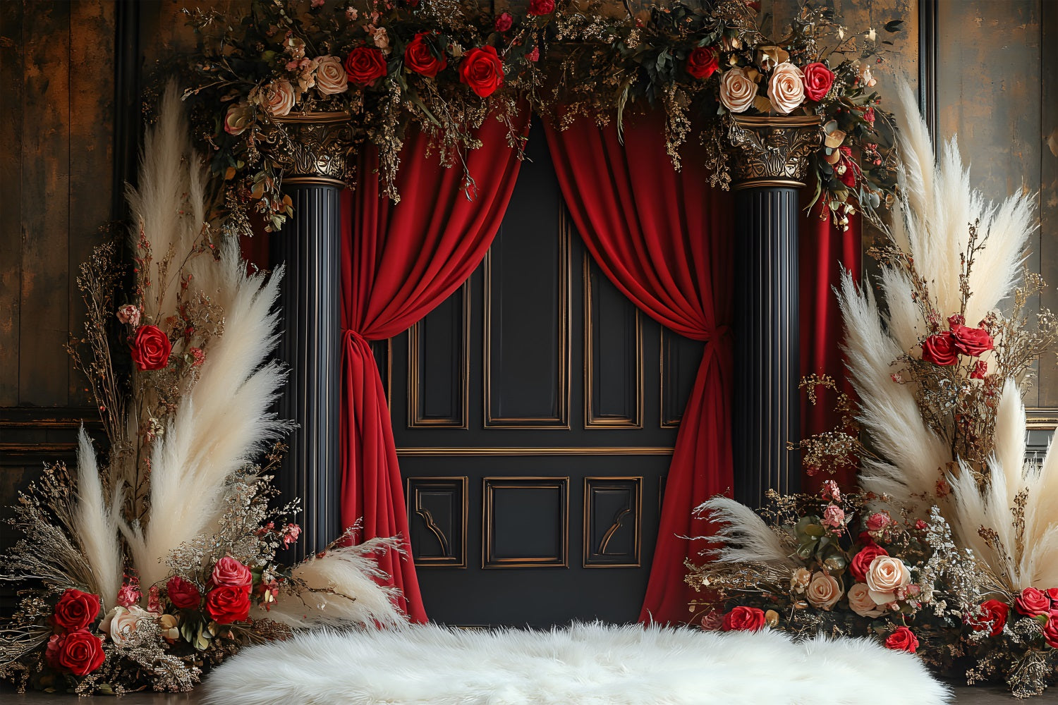 Opulent Floral Boho Archway Backdrop UK RR8-424