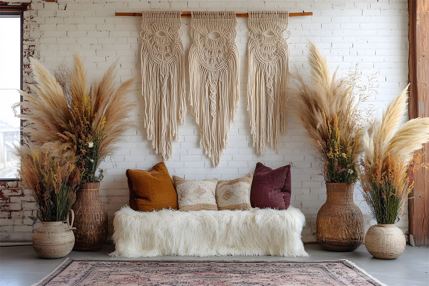 Rustic Macrame Boho Lounge Backdrop UK RR8-425