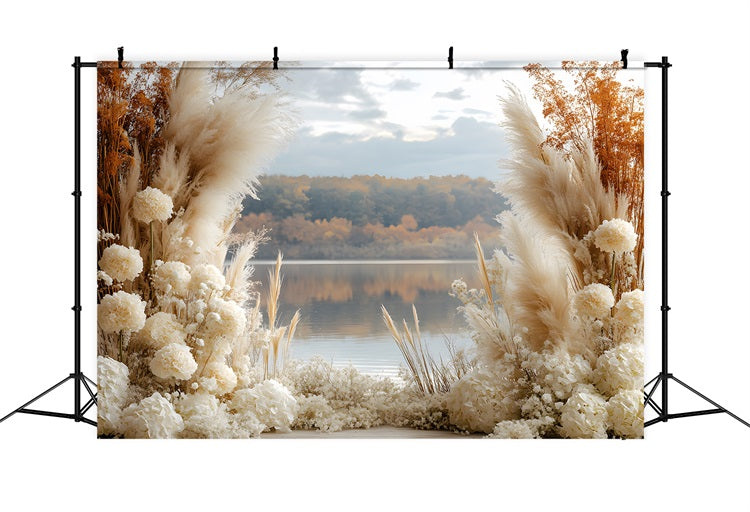 Autumn Lake Boho Pampas Backdrop UK RR8-428