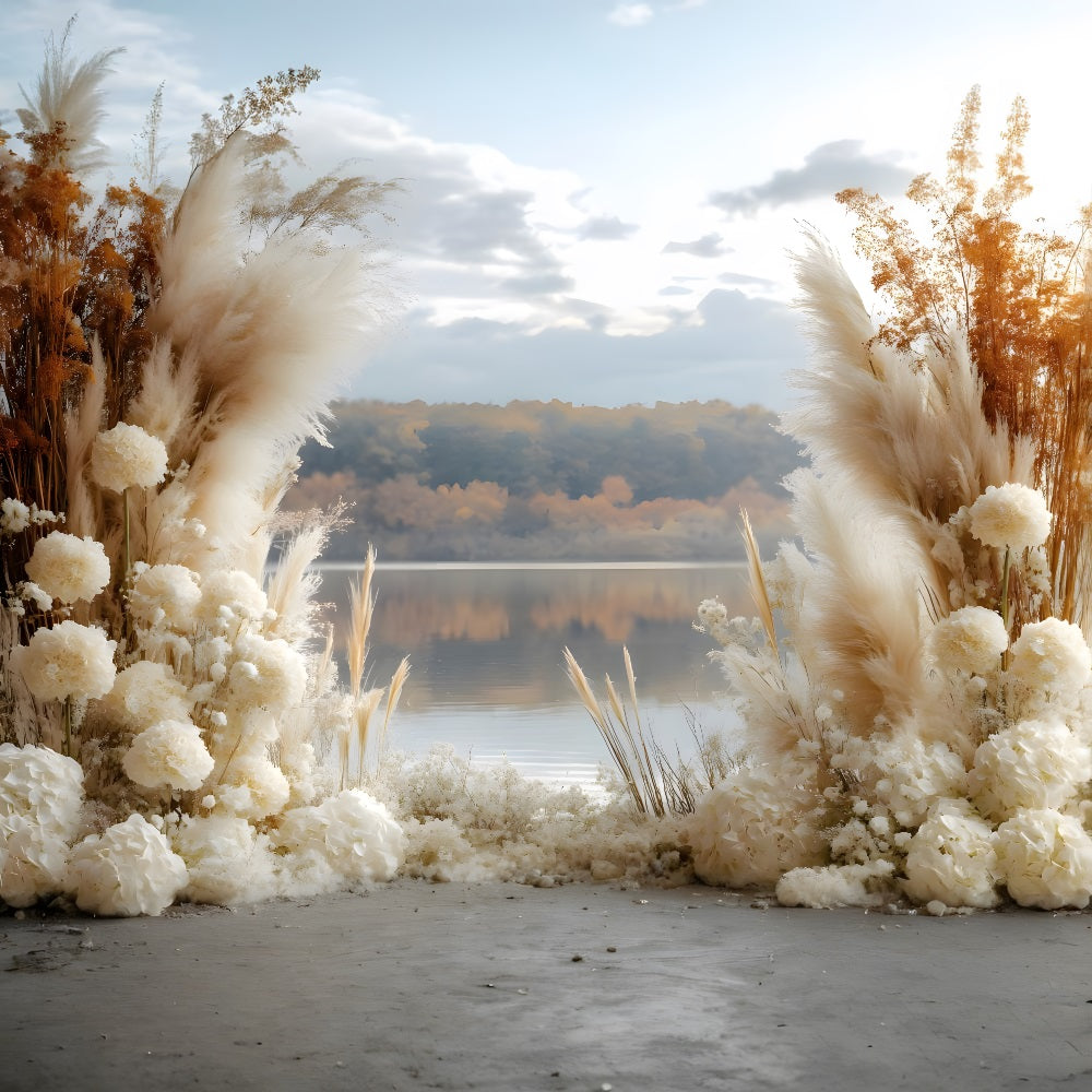 Autumn Lake Boho Pampas Backdrop UK RR8-428