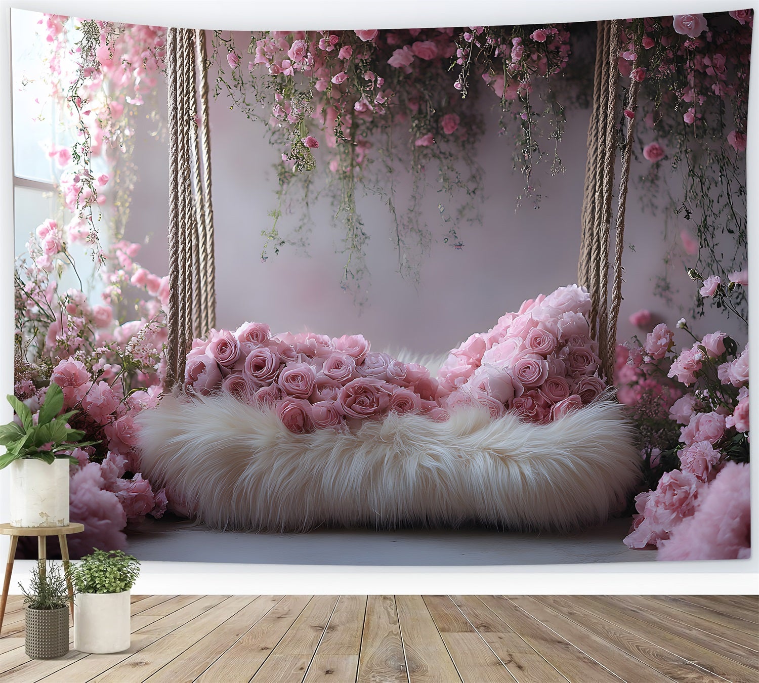 Romantic Floral Boho Swing Backdrop UK RR8-429