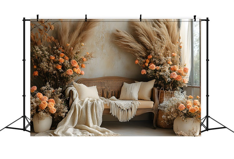 Autumn Floral Sofa Bohemian Backdrop UK RR8-435