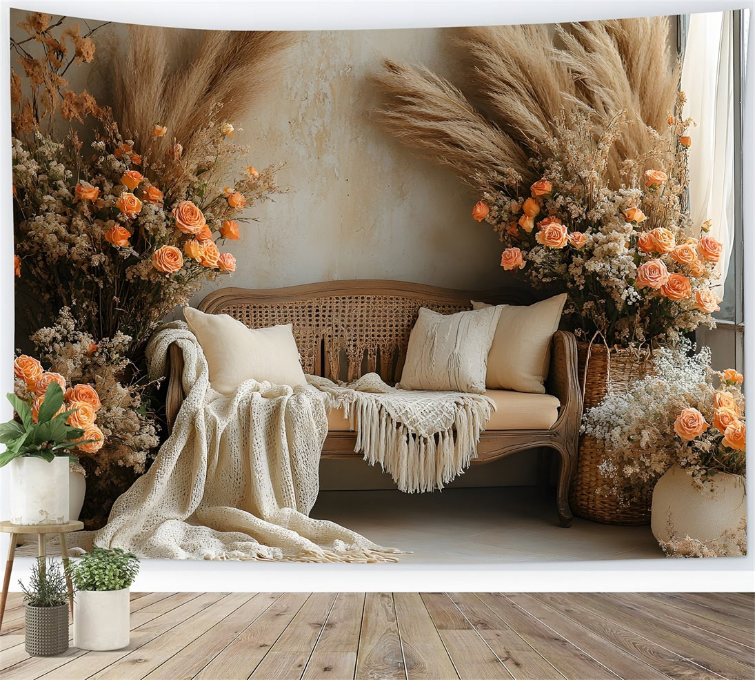 Autumn Floral Sofa Bohemian Backdrop UK RR8-435