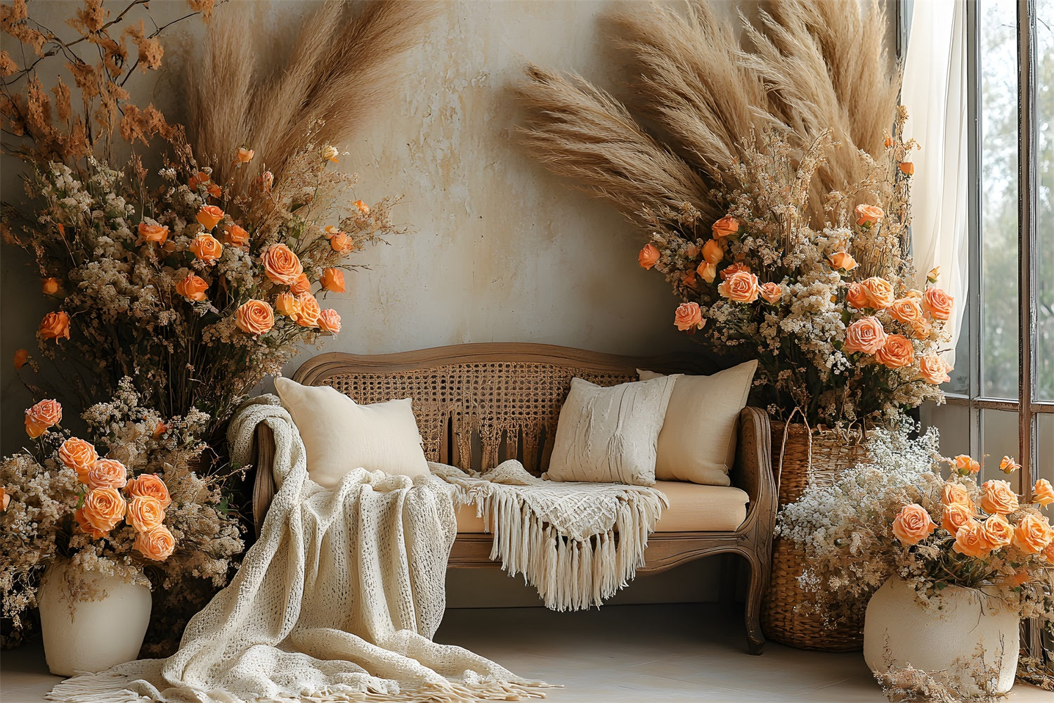 Autumn Floral Sofa Bohemian Backdrop UK RR8-435