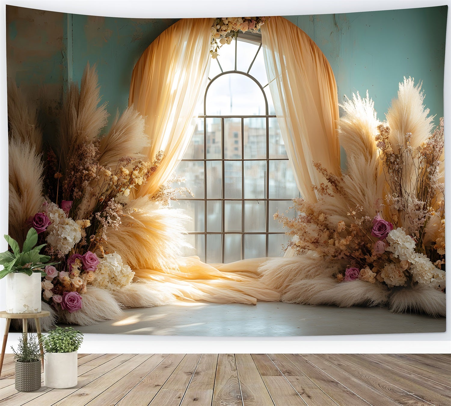 Sunset Window Curtain Bohemian Backdrop UK RR8-437