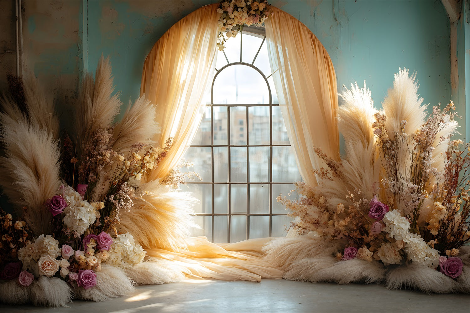 Sunset Window Curtain Bohemian Backdrop UK RR8-437