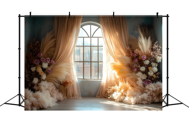 Ethereal Pampas Blooming Florals Backdrop UK RR8-438