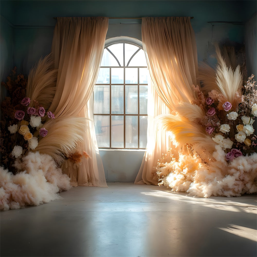 Ethereal Pampas Blooming Florals Backdrop UK RR8-438