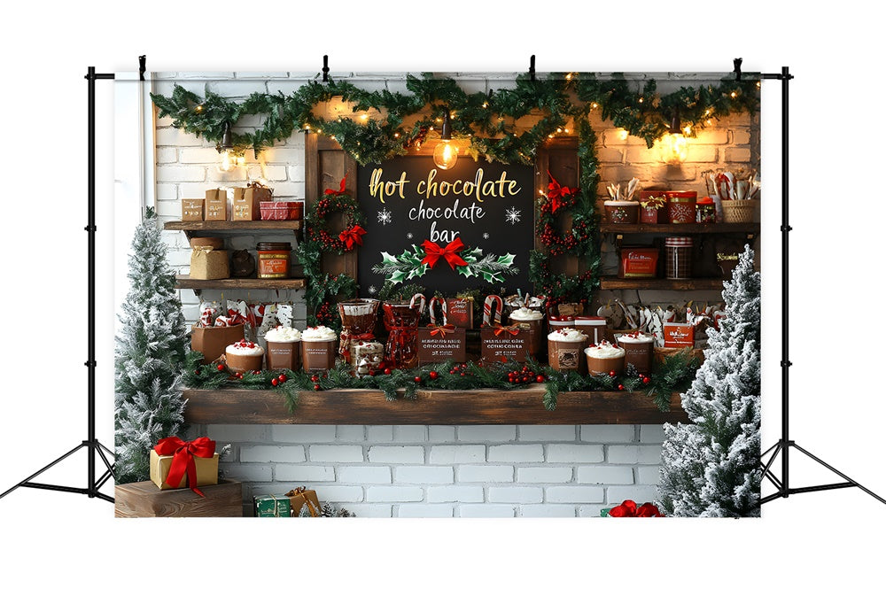 Christmas Wreath Hot Chocolate Bar Backdrop UK RR8-44