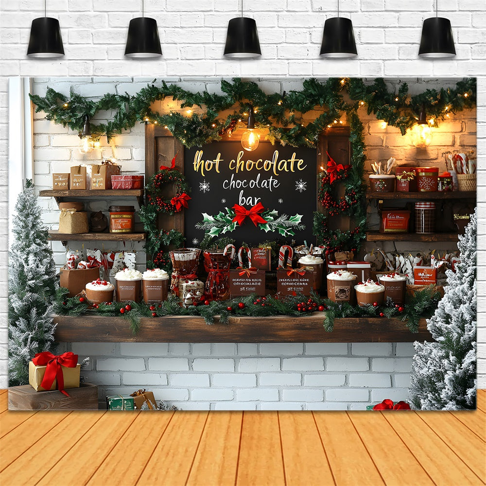 Christmas Wreath Hot Chocolate Bar Backdrop UK RR8-44