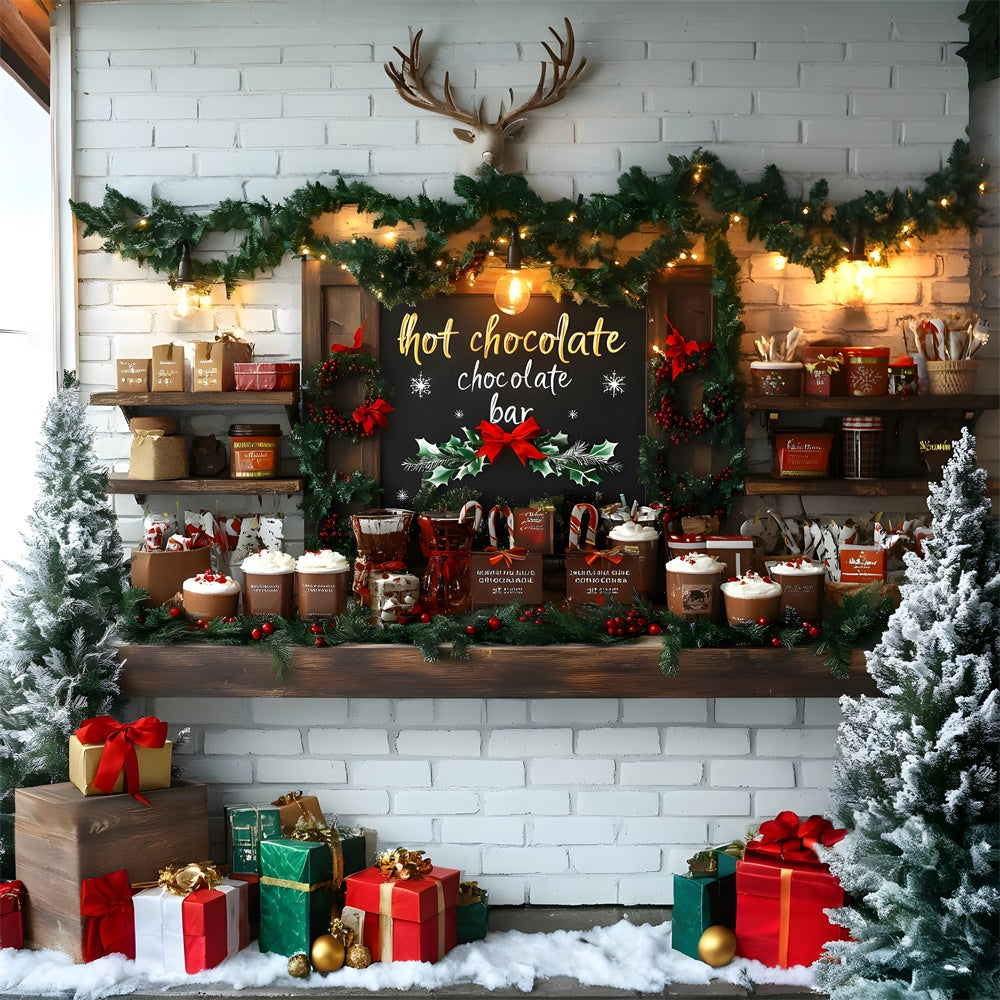 Christmas Wreath Hot Chocolate Bar Backdrop UK RR8-44